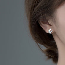 Load image into Gallery viewer, Real 925 Sterling Silver Full Zircon Butterfly Stud Earrings For