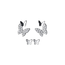 Load image into Gallery viewer, Real 925 Sterling Silver Full Zircon Butterfly Stud Earrings For