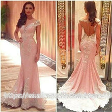 Load image into Gallery viewer, Real Image Long Evening Dresses  Sexy Illusion Deep V neck