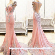 Load image into Gallery viewer, Real Image Long Evening Dresses  Sexy Illusion Deep V neck