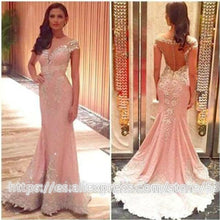 Load image into Gallery viewer, Real Image Long Evening Dresses  Sexy Illusion Deep V neck