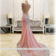 Load image into Gallery viewer, Real Image Long Evening Dresses  Sexy Illusion Deep V neck