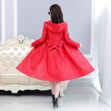 Load image into Gallery viewer, Leather Coat Casual Long Slim Hooded
