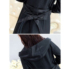 Load image into Gallery viewer, Leather Coat Casual Long Slim Hooded