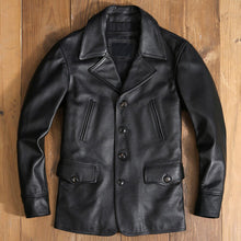 Load image into Gallery viewer, Leather Winter Windbreaker Coat Cowhide