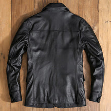 Load image into Gallery viewer, Leather Winter Windbreaker Coat Cowhide