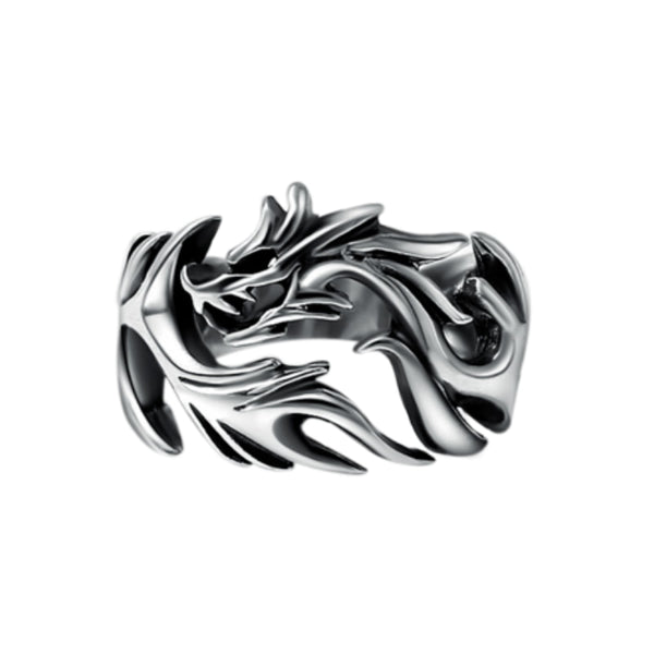 Real Silver Personalized Hollow Dragon Open Ring Men Women S925