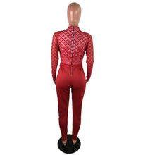Load image into Gallery viewer, Red Lace Patchwork Elegant One Piece Overalls Women Turtleneck Full - Sophornlilly
