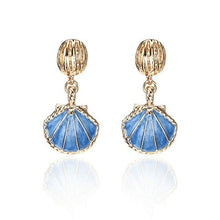 Load image into Gallery viewer, Resin White Blue Fashion Vintage Ocean Style Shell Shaped Drop