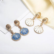 Load image into Gallery viewer, Resin White Blue Fashion Vintage Ocean Style Shell Shaped Drop
