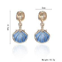 Load image into Gallery viewer, Resin White Blue Fashion Vintage Ocean Style Shell Shaped Drop