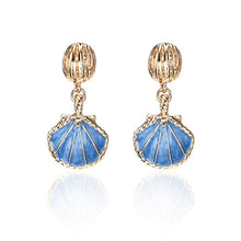 Load image into Gallery viewer, Resin White Blue Fashion Vintage Ocean Style Shell Shaped Drop