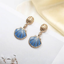 Load image into Gallery viewer, Resin White Blue Fashion Vintage Ocean Style Shell Shaped Drop
