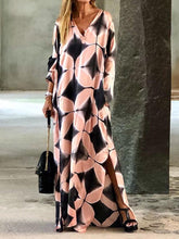 Load image into Gallery viewer, Retro Pattern Printed Half Sleeve V-neck Dress Spring Summer
