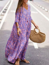 Load image into Gallery viewer, Retro Pattern Printed Half Sleeve V-neck Dress Spring Summer