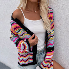 Load image into Gallery viewer, Retro Women's Knitted Jacket Spring Female Striped Sweater Loose