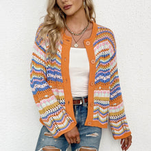 Load image into Gallery viewer, Retro Women's Knitted Jacket Spring Female Striped Sweater Loose