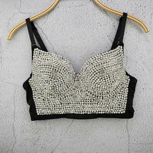 Load image into Gallery viewer, Rhinestone Bead Bustier Corset Pearls Diamond Push Up Night Club