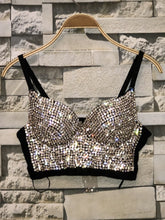 Load image into Gallery viewer, Rhinestone Bead Bustier Corset Pearls Diamond Push Up Night Club