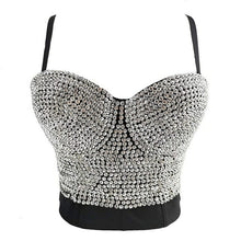 Load image into Gallery viewer, Rhinestone Crop Tops Women Sexy Top Crystal  Bustier Sleeveless