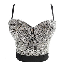 Load image into Gallery viewer, Rhinestone Crop Tops Women Sexy Top Crystal  Bustier Sleeveless