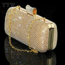 Load image into Gallery viewer, Rhinestone Silver Clutch Purse Women Luxury Clutch Bag Finger Mini