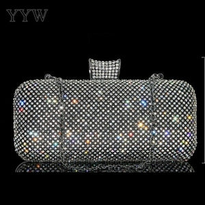 Rhinestone Silver Clutch Purse Women Luxury Clutch Bag Finger Mini