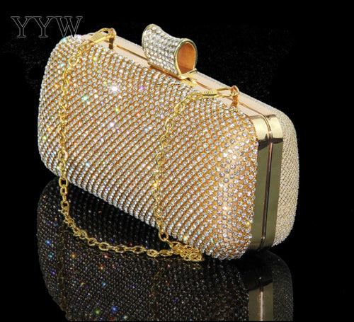 Rhinestone Silver Clutch Purse Women Luxury Clutch Bag Finger Mini