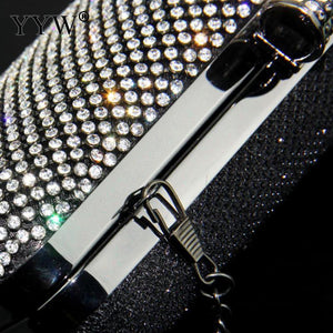 Rhinestone Silver Clutch Purse Women Luxury Clutch Bag Finger Mini