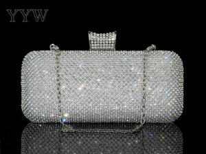 Rhinestone Silver Clutch Purse Women Luxury Clutch Bag Finger Mini