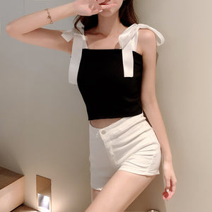 Ribbon Bow Sling Blouse Summer New Style