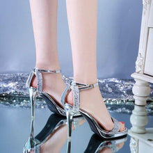 Load image into Gallery viewer, Luxury Crystal Sequins Thin Heels Sandals Women Sexy Hollow Out - Sophornlilly
