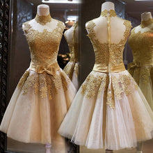 Load image into Gallery viewer, Robe De Soiree golden Short Lace Evening Dresses gowns Banquet