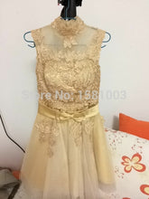 Load image into Gallery viewer, Robe De Soiree golden Short Lace Evening Dresses gowns Banquet