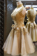 Load image into Gallery viewer, Robe De Soiree golden Short Lace Evening Dresses gowns Banquet
