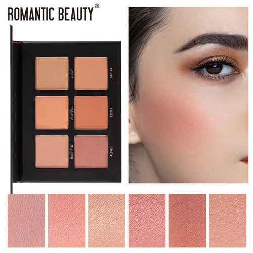 Romantic Beauty 6 color Blush Palette Highlight Face Mineral Pigment - Sophornlilly