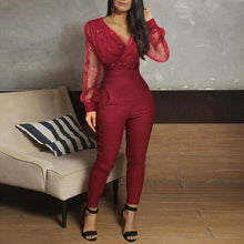 Load image into Gallery viewer, Rompers Womens Jumpsuit Black Elegant Sequins Mesh Glitter Party Night - Sophornlilly