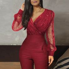 Load image into Gallery viewer, Rompers Womens Jumpsuit Black Elegant Sequins Mesh Glitter Party Night - Sophornlilly