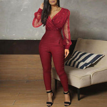 Load image into Gallery viewer, Rompers Womens Jumpsuit Black Elegant Sequins Mesh Glitter Party Night - Sophornlilly