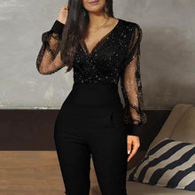 Load image into Gallery viewer, Rompers Womens Jumpsuit Black Elegant Sequins Mesh Glitter Party Night - Sophornlilly