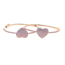 Load image into Gallery viewer, Rose Gold Color Pink Cubic Zirconia CZ Heart Bangle Bracelet For Women - Sophornlilly