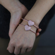 Load image into Gallery viewer, Rose Gold Color Pink Cubic Zirconia CZ Heart Bangle Bracelet For Women - Sophornlilly