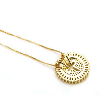 Load image into Gallery viewer, Round Hollow Cross Pendant Necklace Copper Zircon Stone Initial Chain