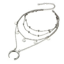 Load image into Gallery viewer, Round Moon/Beads Pendant Golden Necklace Multilayer Clavicle Chain