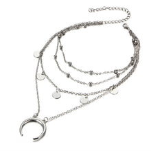 Load image into Gallery viewer, Round Moon/Beads Pendant Golden Necklace Multilayer Clavicle Chain