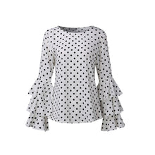 Load image into Gallery viewer, Round Neck Fashion Women's Bell Sleeve Loose Polka Dot Shirt