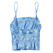 Load image into Gallery viewer, Ruffles Satin Tops Women Summer Black Backless Blue Camisole Vest