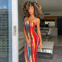 Load image into Gallery viewer, Sleeveless Slash Neck Tye Die Style Skinny Maxi Dress