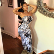 Load image into Gallery viewer, Sleeveless Slash Neck Tye Die Style Skinny Maxi Dress