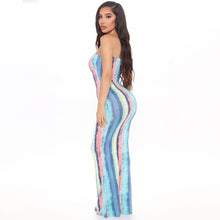 Load image into Gallery viewer, Sleeveless Slash Neck Tye Die Style Skinny Maxi Dress